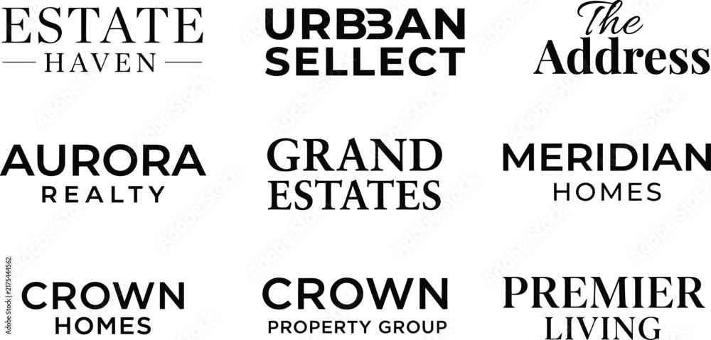 Fototapeta premium Nine real estate company logos