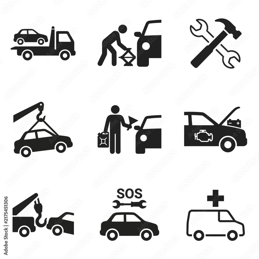 Naklejka premium Collection of Vehicle Repair and Emergency Service Icons.