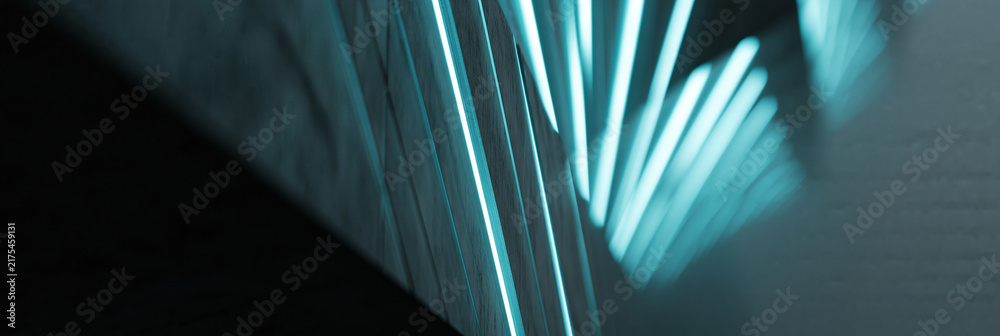 Naklejka premium Abstract composition featuring glowing blue light against a dark background.