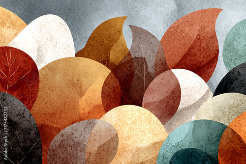 Abstract autumn leaves pattern textured background with earthy colors