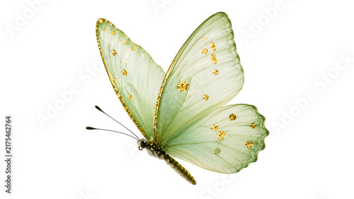 фотографія Pale Green Butterfly with Golden Spotted Wings