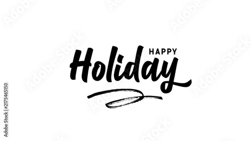 Happy Holidays letter calligraphy Animation with beautiful Handwritten in black color. Suitable for holiday greeting cards, and festive designs. Alpha Channel 4K