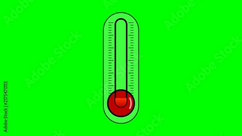 A digital illustration of a thermometer on a green screen background, perfect for temperature-related content, weather graphics, and science education materials