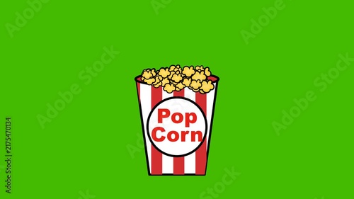 Deliciously Fresh Popcorn in a Classic Red and White Striped Container, Perfect for Movie Nights and Snacks