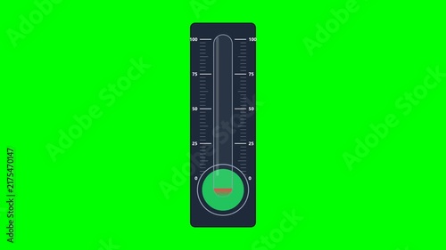 Vertical digital control slider panel with off switch on green screen background