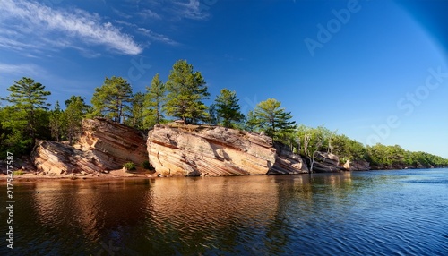 Pine Trees Dig Their Roots Into The Cambrian Sandstone Bluffs Along The Wisconsin River In The Wisconsin Dells