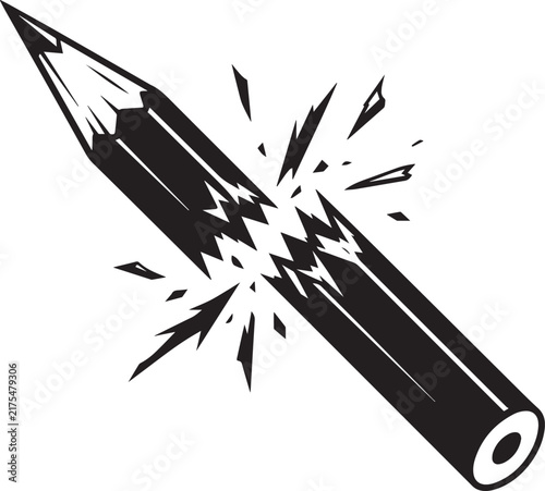 Detailed pencil break illustration graphic black artistic symbol for creative writing concept or school design art.