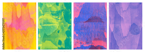 Neon urban poster set with riso print texture effect. Ink roller letterpress distressed brush texture cover background. Screen analog print effect. Y2k risograph overlay background. Halftone stamps.