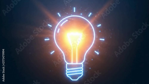 Neon Light Bulb Idea Animation