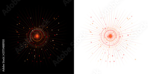 Abstract tech red hud explosion with concentric rings and particle dispersion sci fi explosion abstract concentric particle dispersion hologram