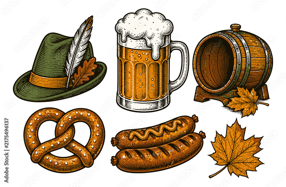 Naklejka premium Oktoberfest elements isolated on transparent background
