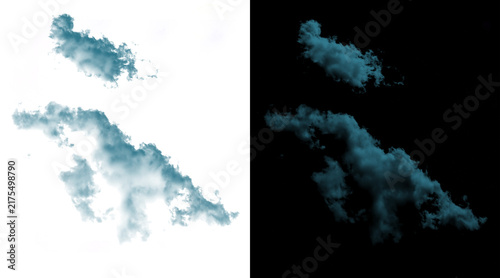 Atmospheric blue clouds on white and black backgrounds, ethereal smoke texture set, realistic mist and fog design elements for compositing