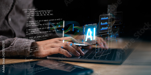 Cuadro en lienzo Data scientist uses artificial intelligence, machine learning, predictive analytics, automation, algorithms, data visualization, and coding to transform complex datasets into actionable insights