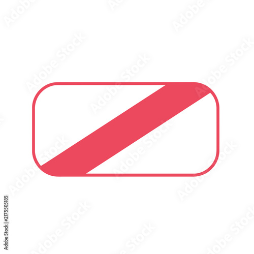 Red stripe on white rectangle with rounded corners