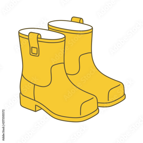 Yellow Rubber Boots Illustration