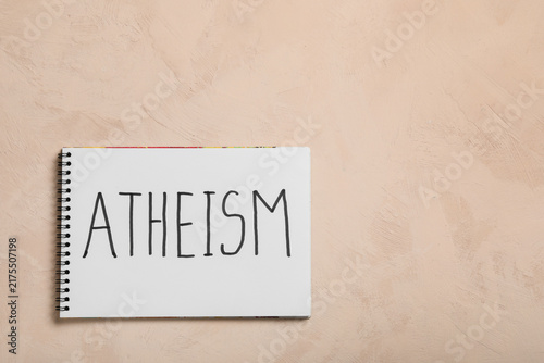 Bild auf Leinwand Atheism and secularism concept handwritten word on a spiral notebook page for ph