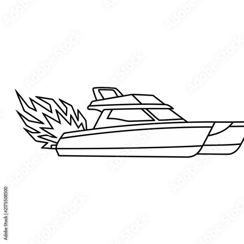 Speedboat with exhaust flames