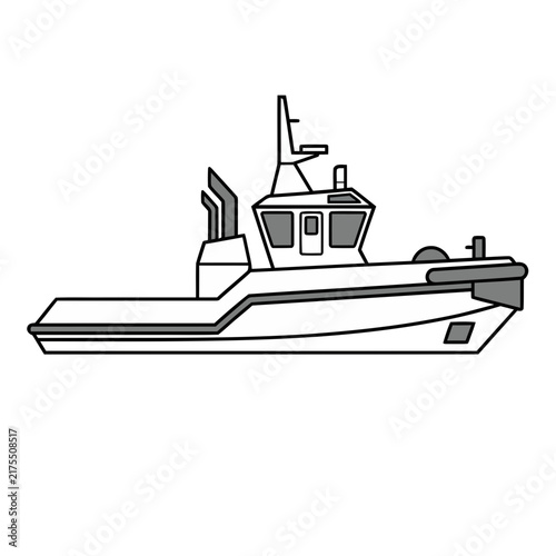Vector illustration of a modern tugboat