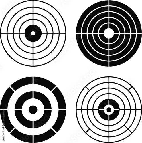 Принти на полотні Target Icons Set with Circular Bullseye Designs, Precision Aim, Shooting Practic