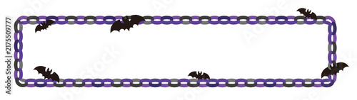 Purple Halloween Paper Chain Transparent PNG Frame Element｜紫とハロウィンの輪つなぎペーパーチェーン背景透過PNGフレーム