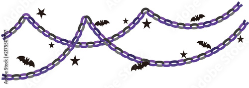Purple Halloween Paper Chain Transparent PNG  Line Element｜紫とハロウィンの輪つなぎペーパーチェーン背景透過PNG素材