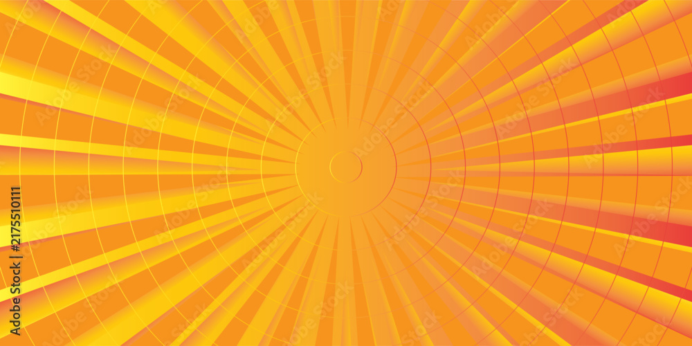 Fototapeta premium Vibrant Yellow Orange Radar Sunbeam Vector Background for Promotion and Banner Design