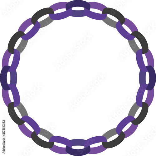 Purple Halloween Paper Chain Transparent PNG Frame Element｜紫とハロウィンの輪つなぎペーパーチェーン背景透過PNGフレーム