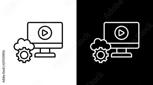 Bild auf Leinwand Virtualization Outline White Icon Set Design