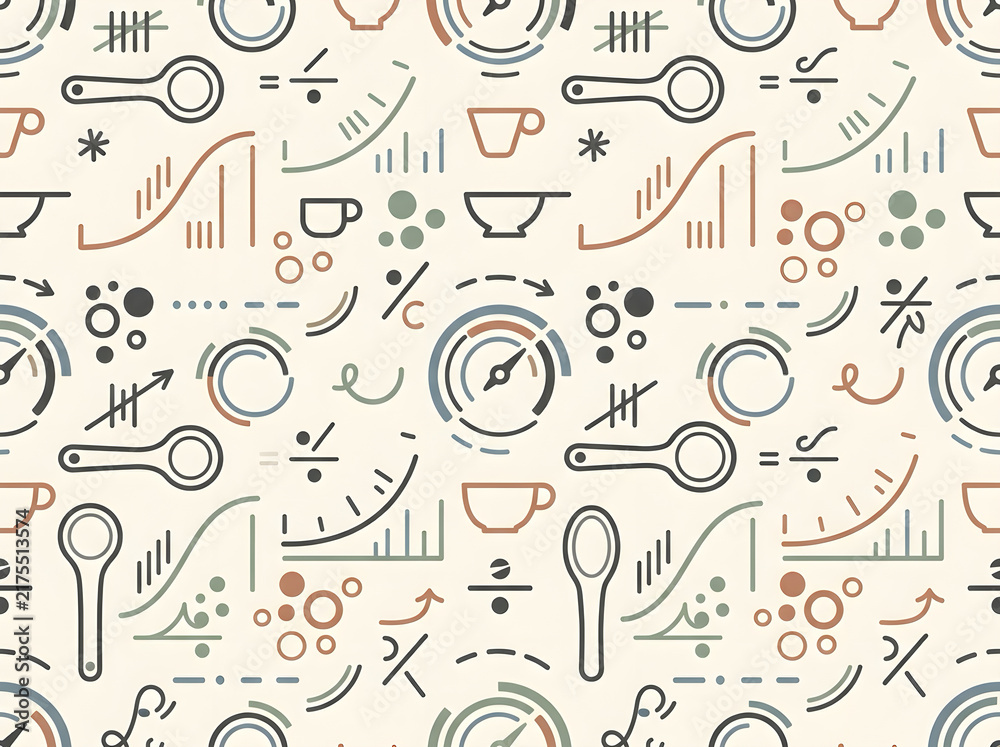 Infographic and data seamless pattern with line icons and business symbols line art business elements charts graphs repeating background vector illustration financial texture