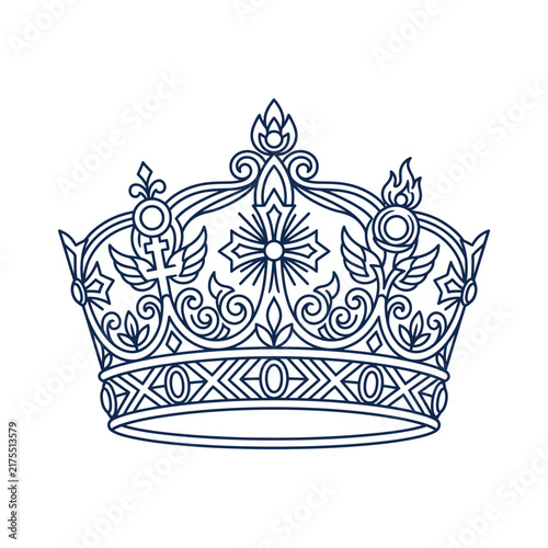 Foto Ornate Royal Crown Line Art Illustration