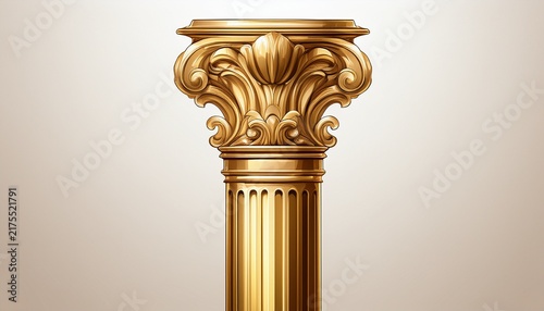 Golden Column Classic Antique Gold Pillar White And Transparent Background