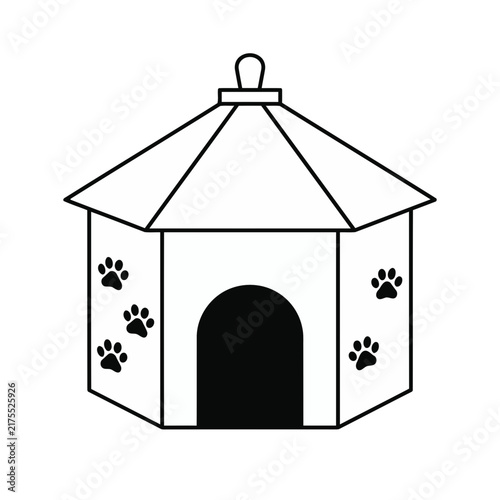 Dog house with paw prints