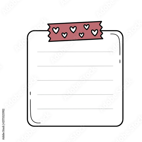 Note paper with heart tape