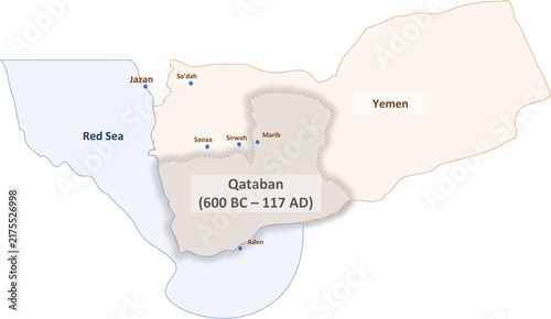 Map of the Ancient Kingdom of Qataban in South Arabia (600 BC – 117 AD)