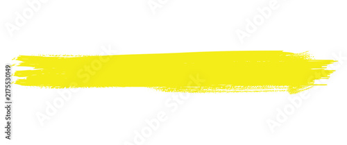 Yellow paint brush stroke, grunge ink smear texture