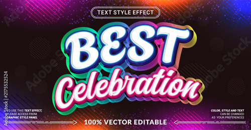 Fototapeta Editable vector text style effect - Best Celebration text style theme.