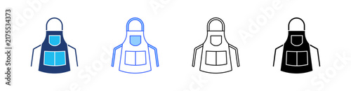 Barista Apron With Front Pocket Multiple Style Icon Set Collection Pack Web Banner Vector 