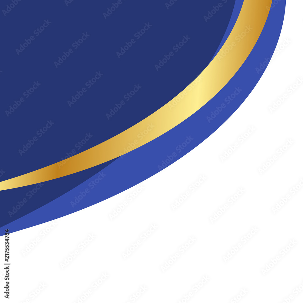 Obraz premium Elegant dark blue and gold curved corner frame design element