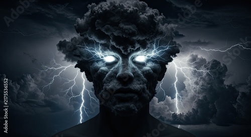 Stormy Weather Dark Fantasy Portrait Face.