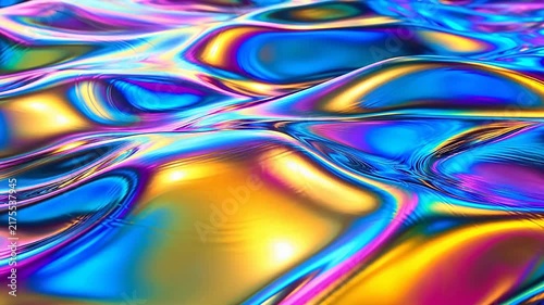 Abstract Iridescent Liquid Wave Texture with Vibrant Metallic Color Gradient