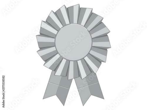 Fototapeta kuchenna Une cocarde de récompense argentée isolée sur fond blanc, idéale pour représenter la victoire, le succès, l'excellence ou une distinction honorifique dans un contexte professionnel.
