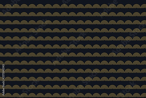 Luxury dark background with gold circular arch pattern geometric wallpaper.