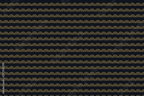 Seamless pattern with golden semicircles on dark background for design.