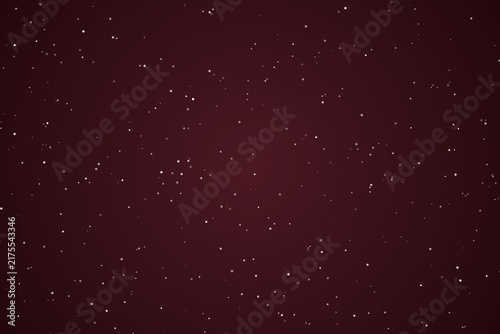 Starry night sky background with tiny white dots on dark red gradient.