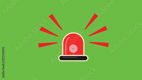Red Emergency Siren Light Vector Illustration Isolated on Green Background for Warning and Alert UI Design