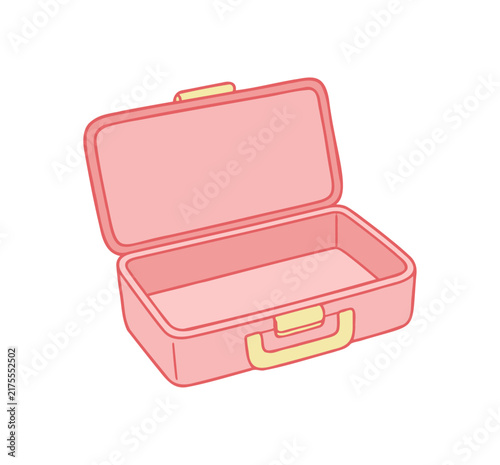 Open Pink Lunchbox Illustration on White Background