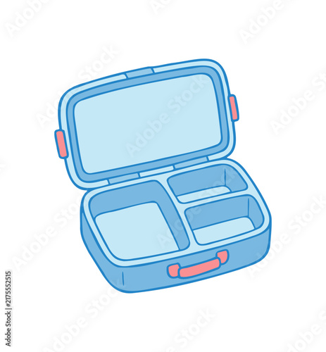 Blue Bento Lunch Box Illustration with Pink Latches