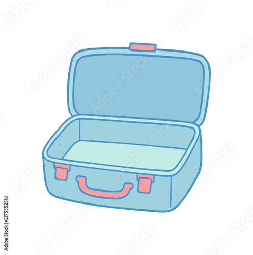 Open Blue Travel Suitcase Illustration