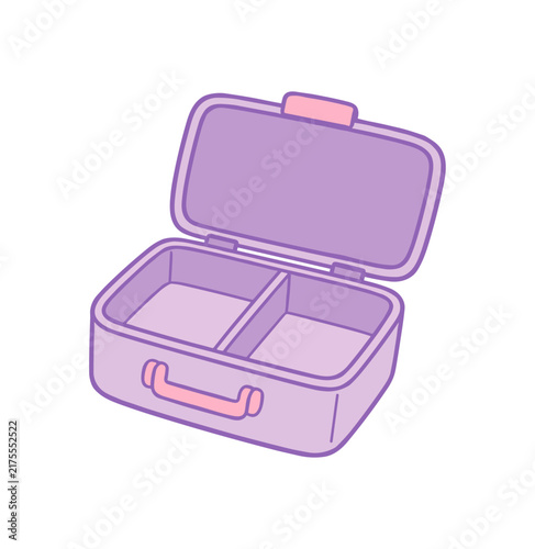 Purple and Pink Cartoon Bento Lunch Box Illustration