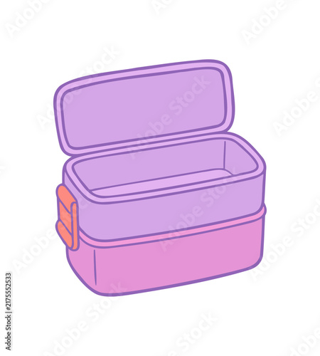 Open Purple and Pink Cartoon Lunch Box Illustration